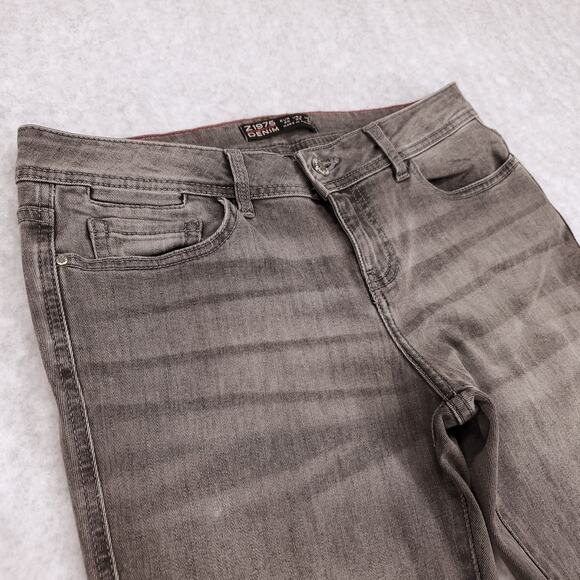 Zara Basic Z1975 Denim Jeans Womens 8 Gray Stretch Skinny Straight Faded Y2K - Picture 9 of 11